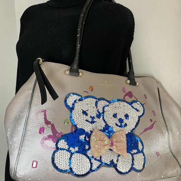 Kate Spade Large Leather Tote Customized With Bear - Picture 2 of 10